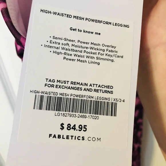 Fabletics high waisted mesh power form legging (XS/2-4) - Picture 5 of 8